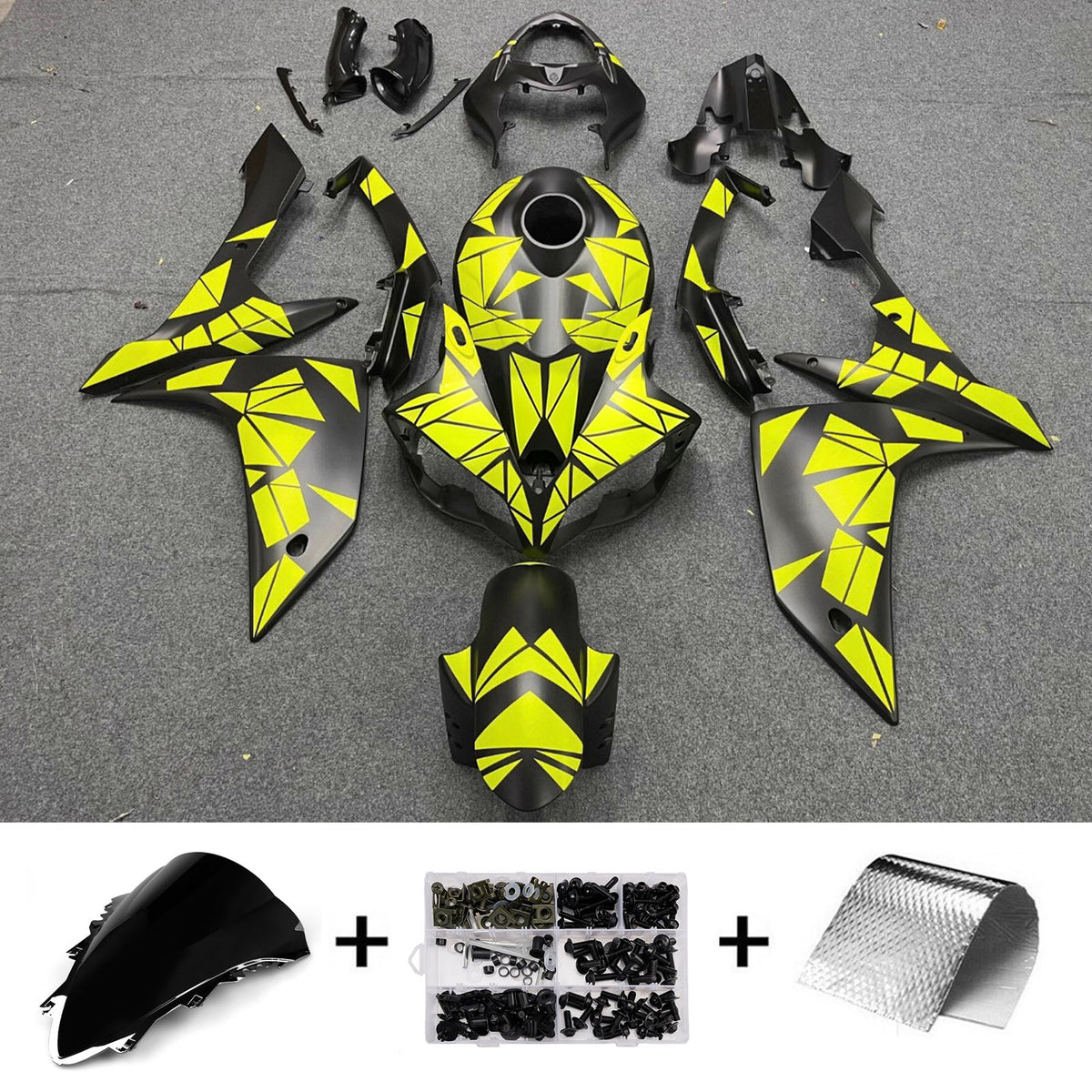 Amotopart 2007-2008 Yamaha YZF-R1 Black Grey Fairing Kit