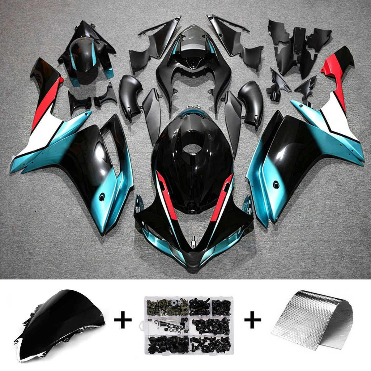 Amotopart 2007-2008 Yamaha YZF-R1 Black Gray Fairing Kit
