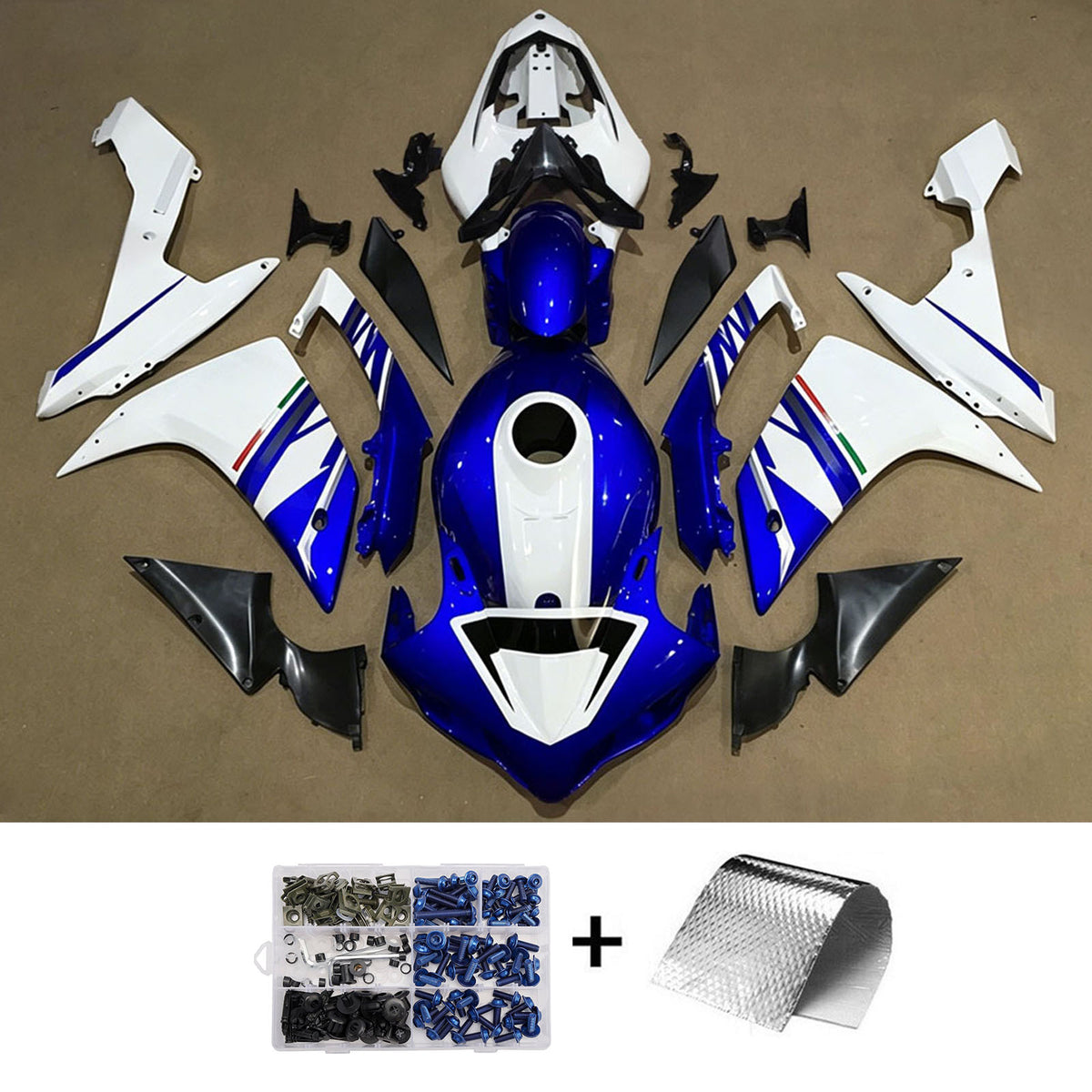 Amotopart 2007-2008 Yamaha YZF-R1 Black Gray Blue Fairing Kit