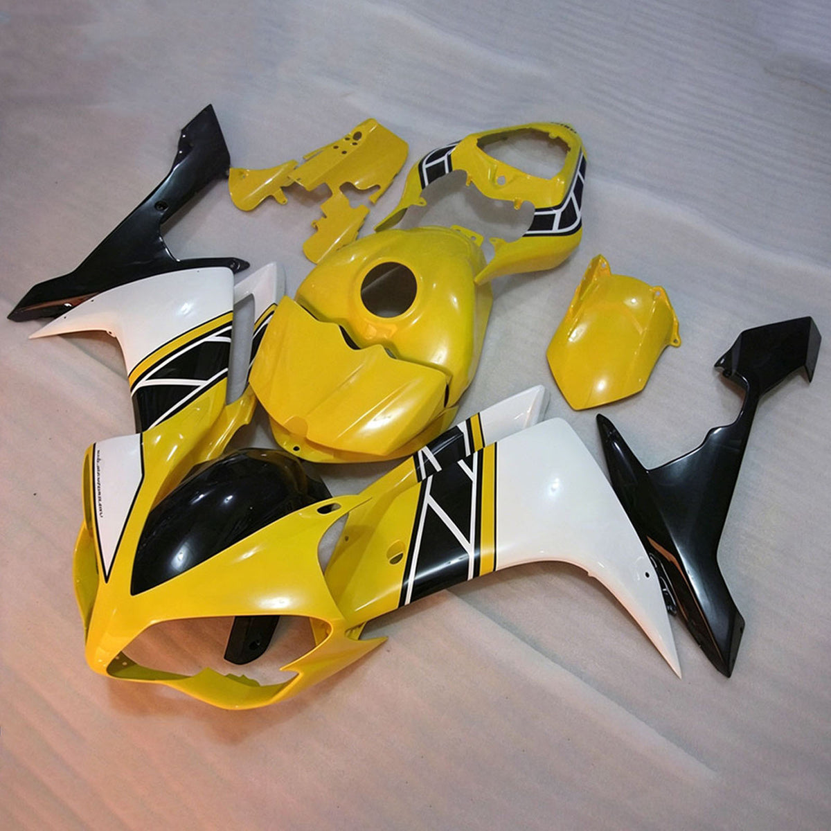 Amotopart 2007-2008 Yamaha YZF-R1 Black Gold Gray Fairing Kit