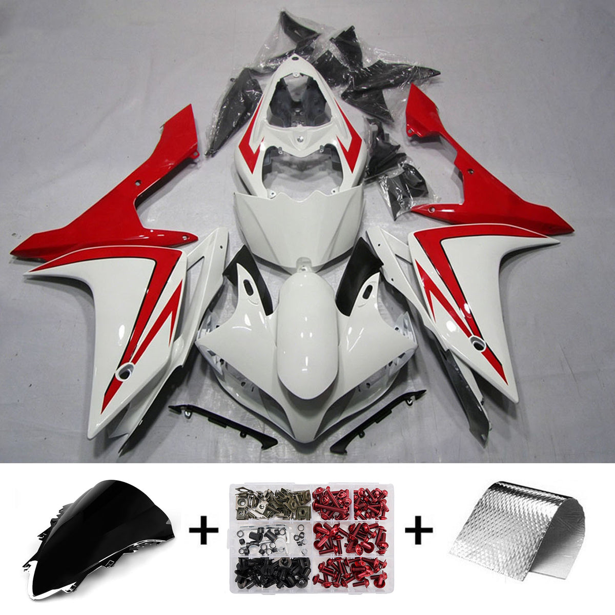 Amotopart 2007-2008 Yamaha YZF-R1 Kit de carenado negro rojo gris