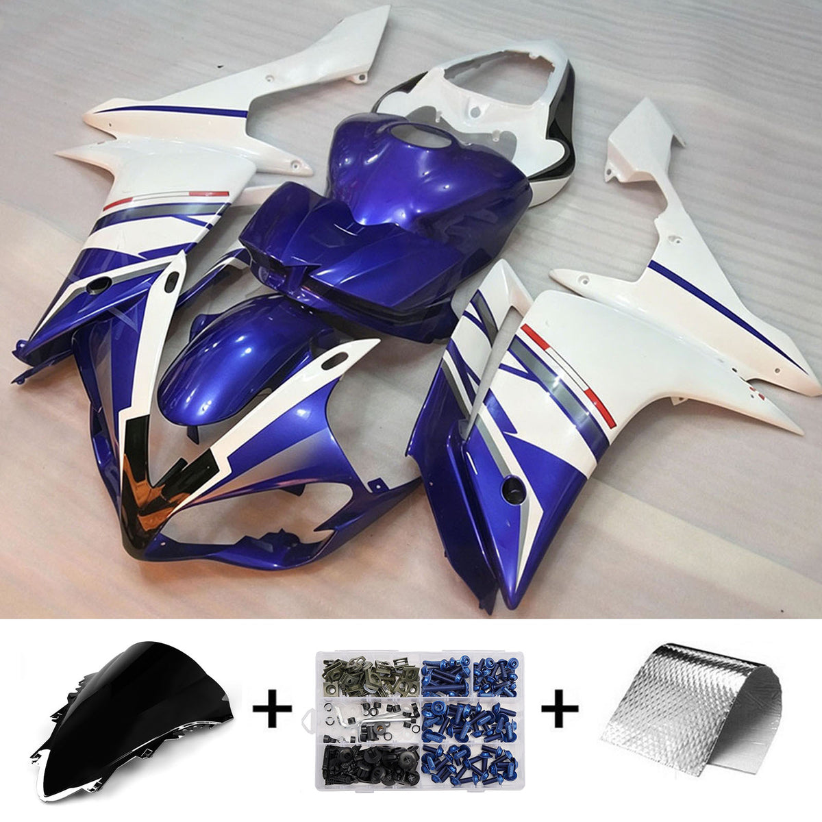 Amotopart 2007-2008 Yamaha YZF-R1 Gray Black Blue Fairing Kit