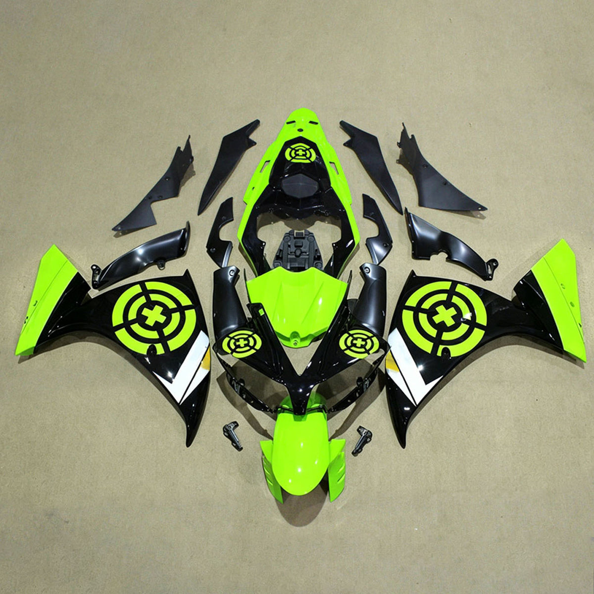 Kit carena Amotopart 2009-2011 Yamaha YZF-R1 verde nero grigio