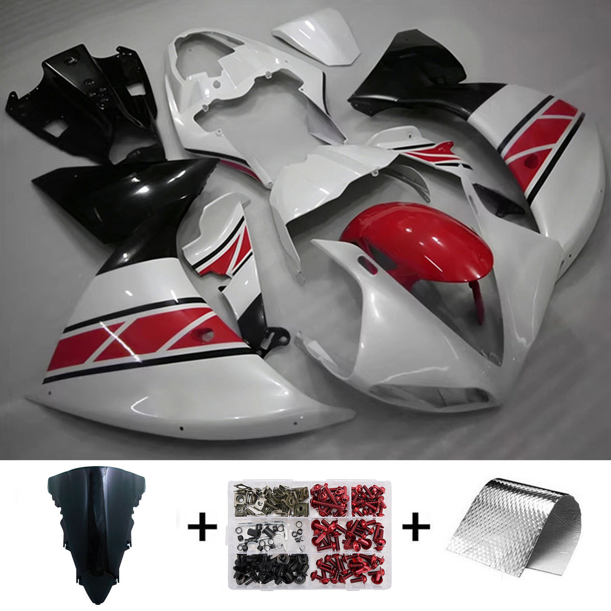 Amotopart 2012-2014 Yamaha YZF-R1 Black Gray Red Fairing Kit