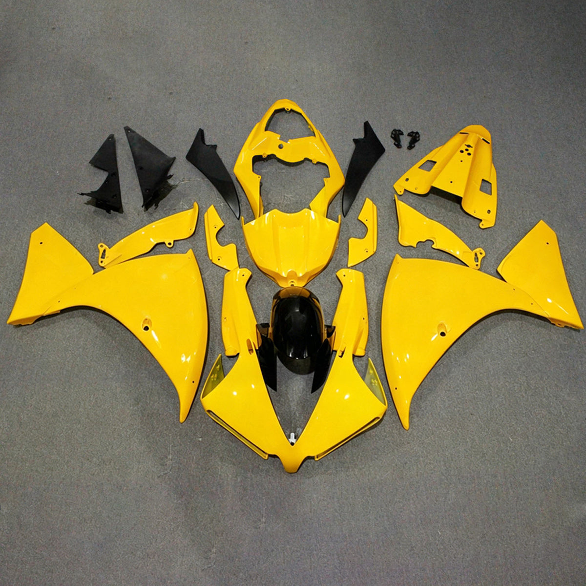 Kit de carenagem Amotopart 2012-2014 Yamaha YZF-R1 preto ouro cinza