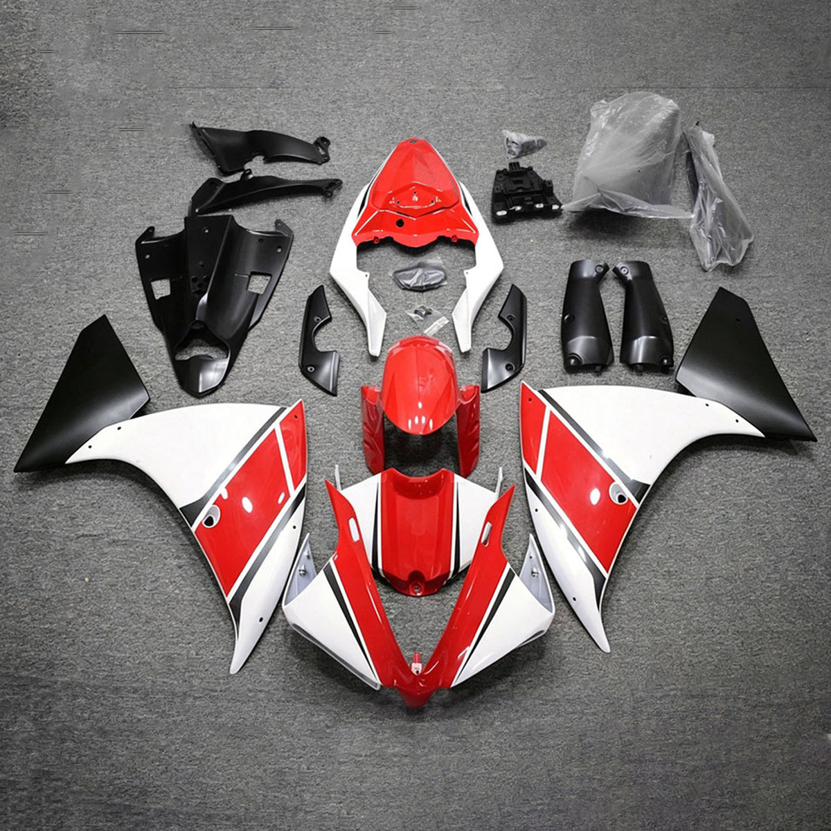 Amotopart 2012-2014 Yamaha YZF-R1 Red Black Grey Fairing Kit