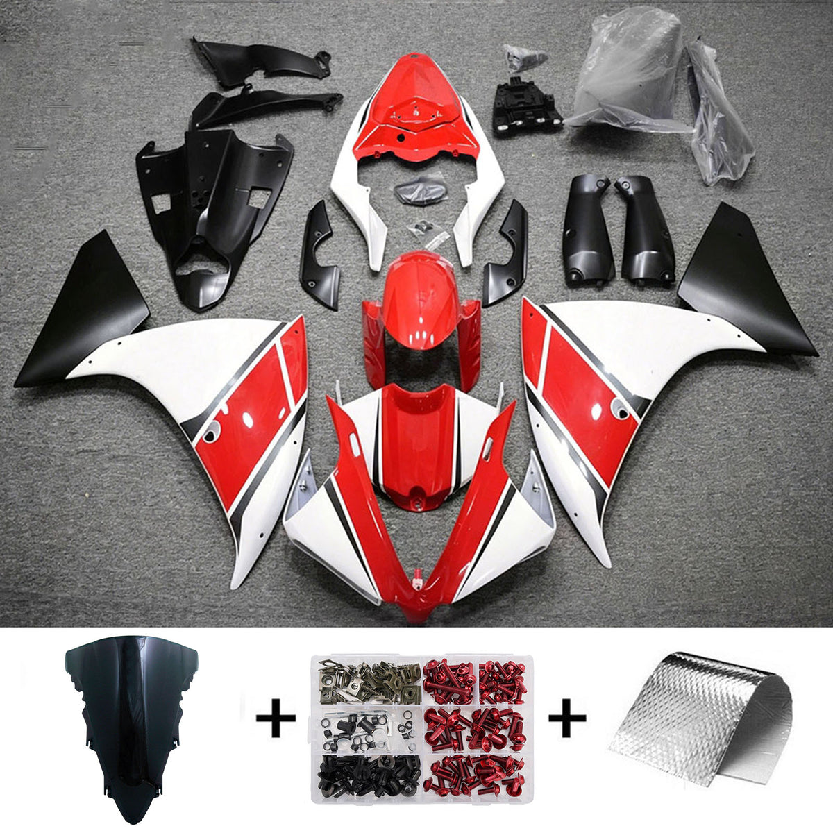 Amotopart 2009-2011 Yamaha YZF-R1 Red Black Gray Fairing Kit