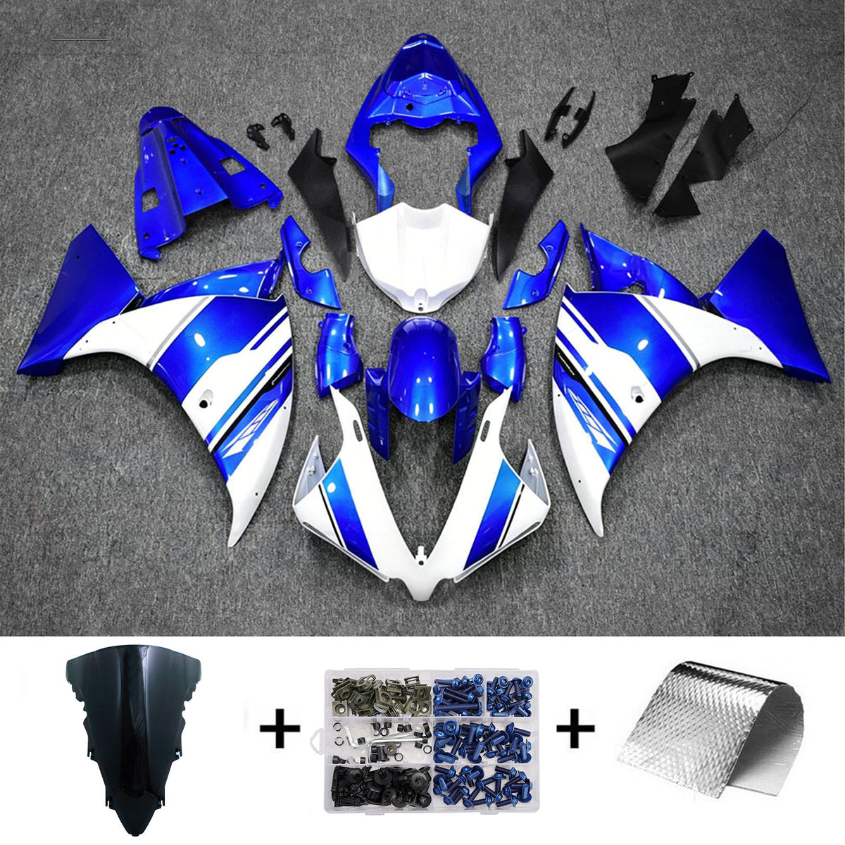 Amotopart 2009-2011 Yamaha YZF-R1 Blue Gray Black Fairing Kit