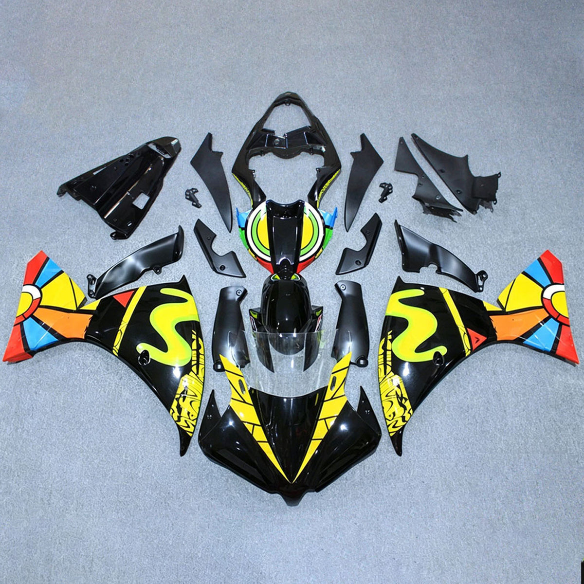 Amotopart 2012-2014 Yamaha YZF-R1 Gray Black Fairing Kit