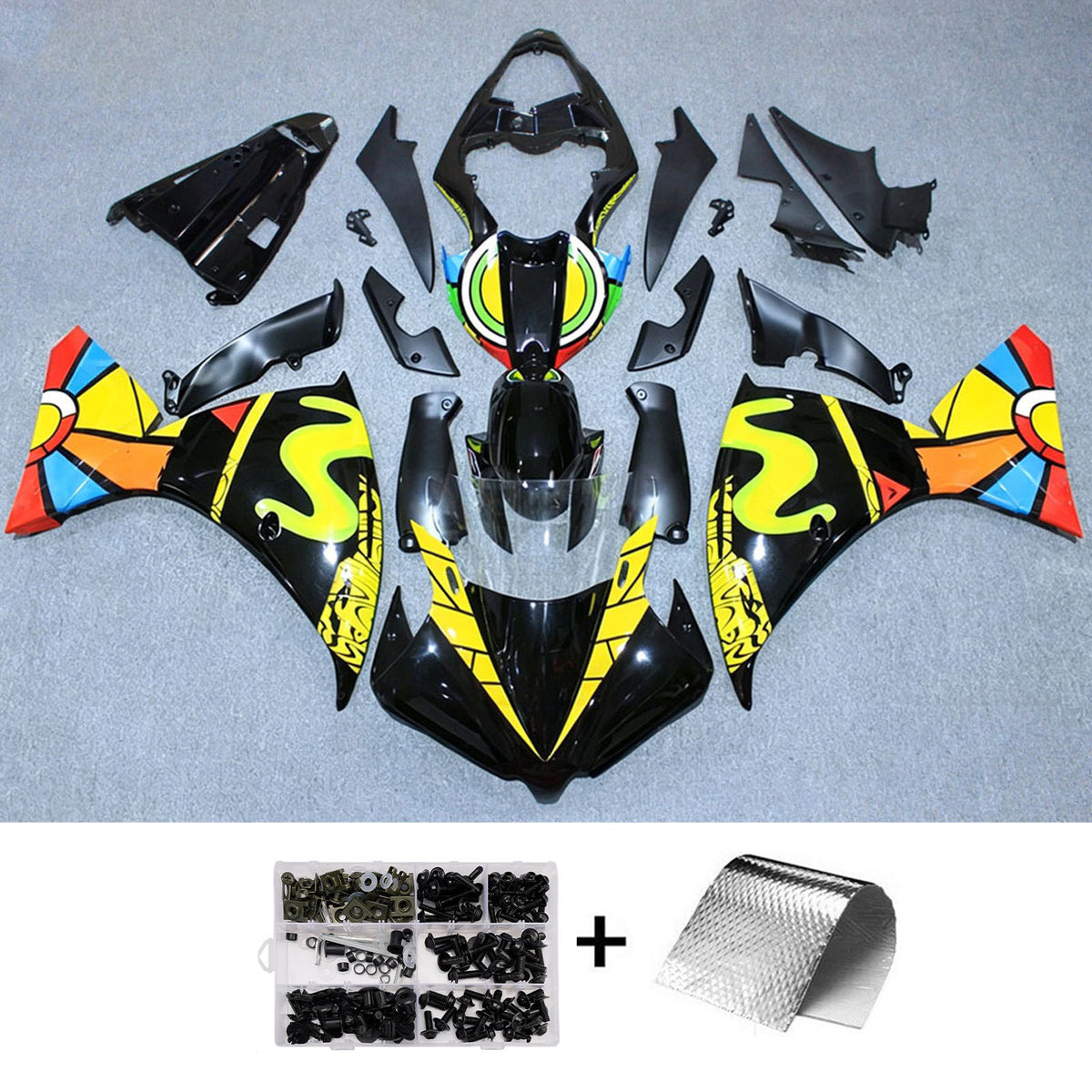 Amotopart 2009-2011 Yamaha YZF-R1 Gray Black Fairing Kit
