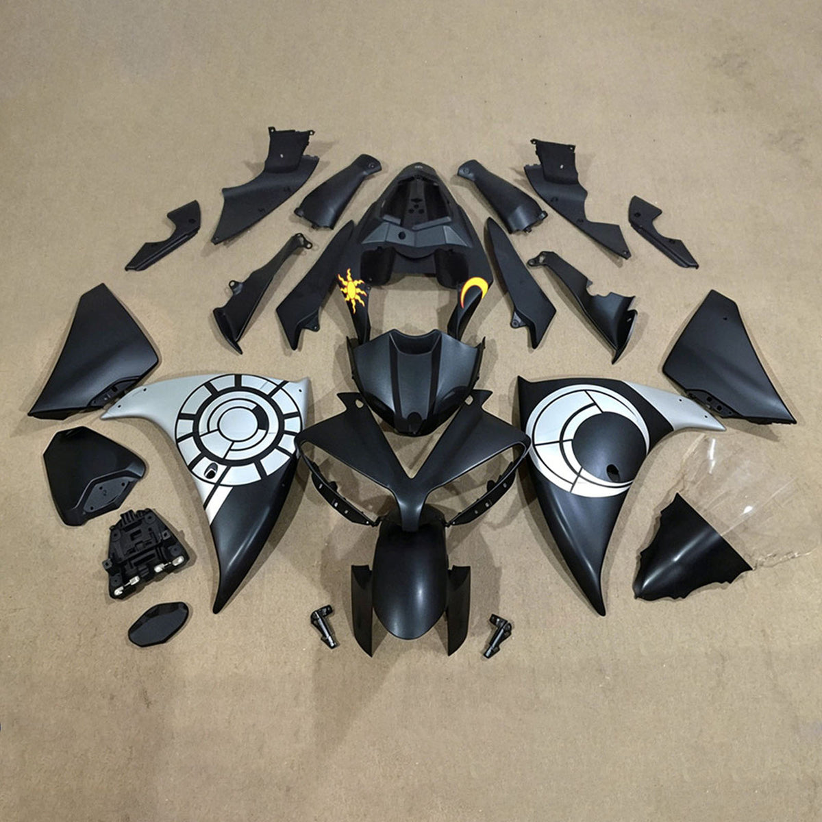 Amotopart 2012-2014 Yamaha YZF-R1 Black Grey Fairing Kit