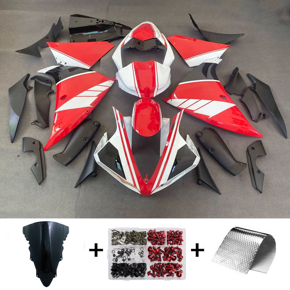 Amotopart 2012–2014 Yamaha YZF-R1 Schwarz Blau Verkleidungsset