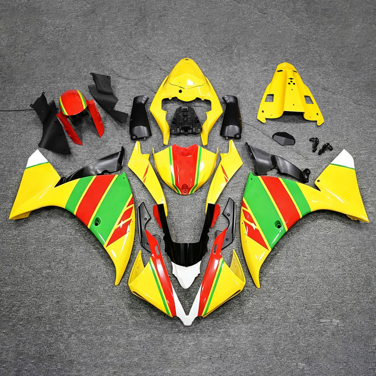 Amotopart 2012-2014 Yamaha YZF-R1 Black Gray Gold Fairing Kit