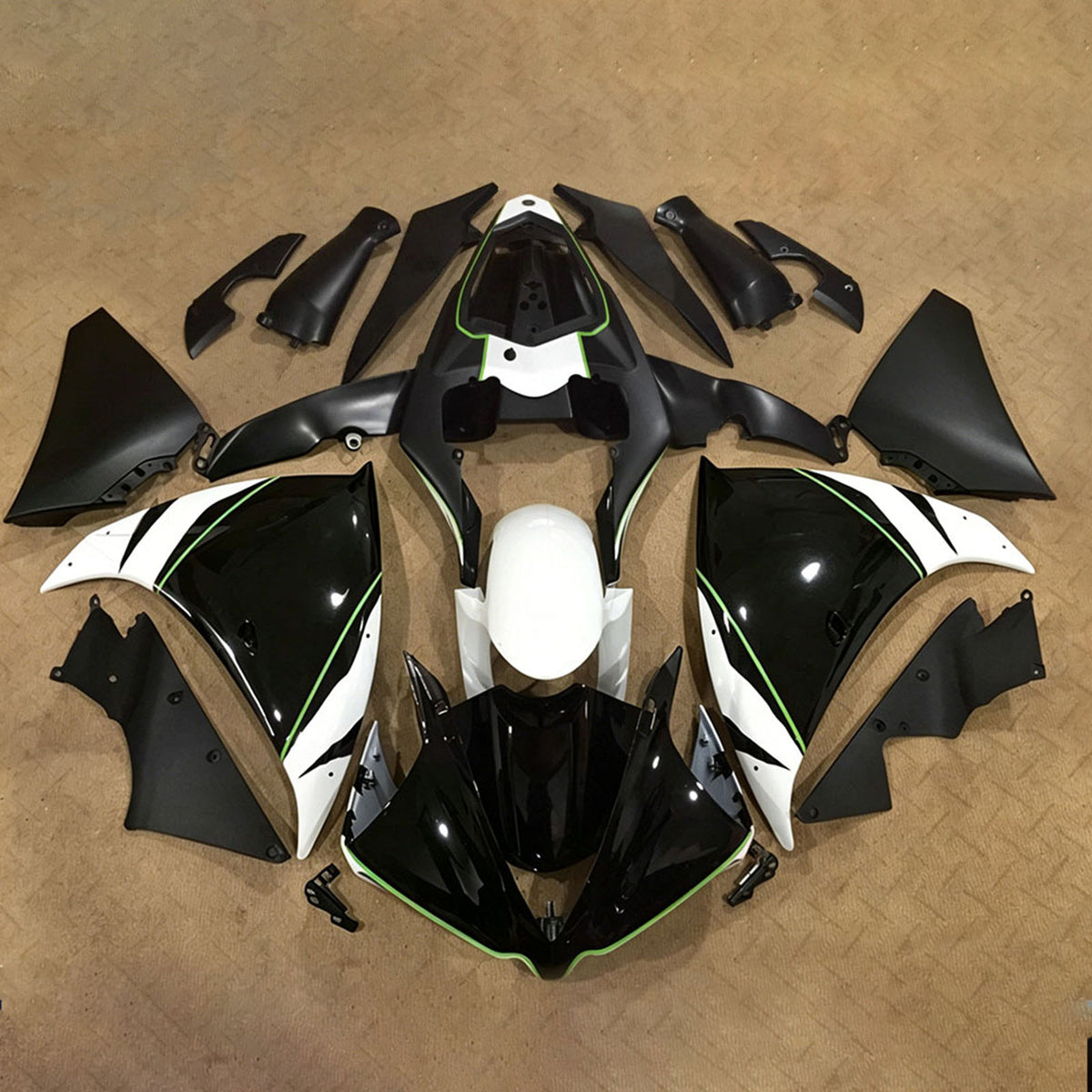 Amotopart 2009–2011 Yamaha YZF-R1 schwarz-graues Verkleidungsset