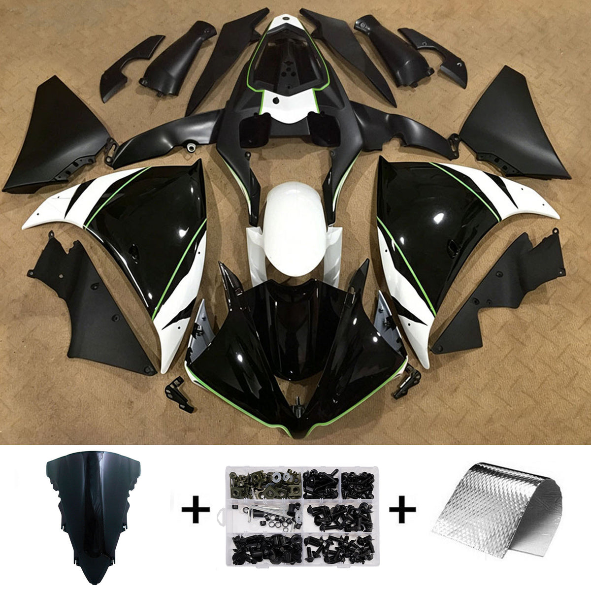 Amotopart 2012-2014 Yamaha YZF-R1 Grey Black Fairing Kit