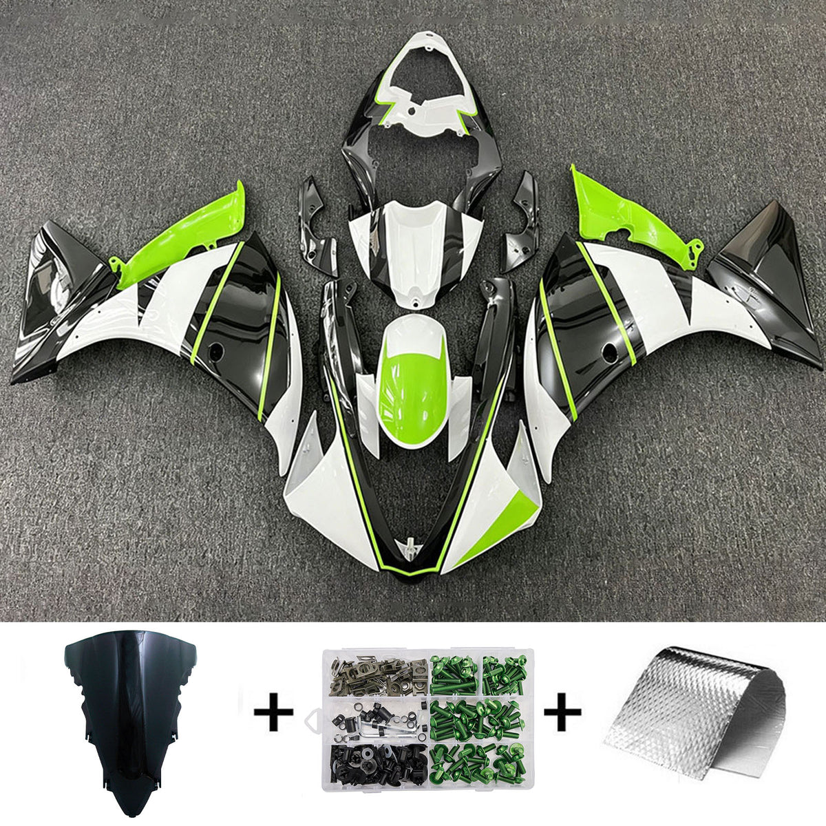 Amotopart 2012–2014 Yamaha YZF-R1 Schwarz Blau Verkleidungsset