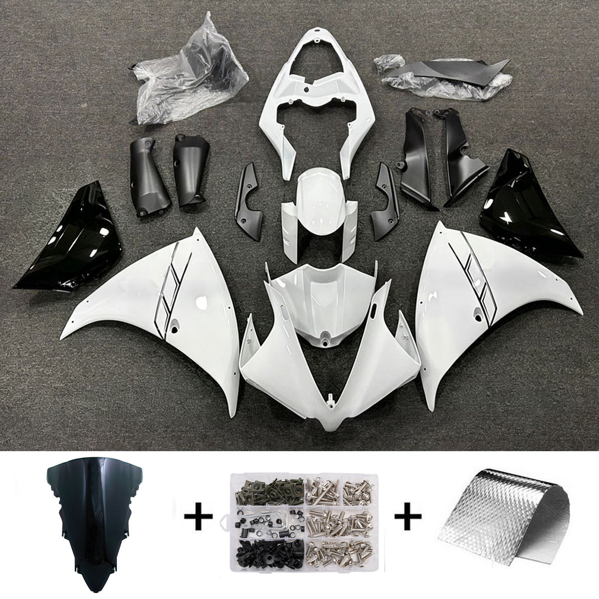 Amotopart 2012-2014 Yamaha YZF-R1 Black Blue Fairing Kit