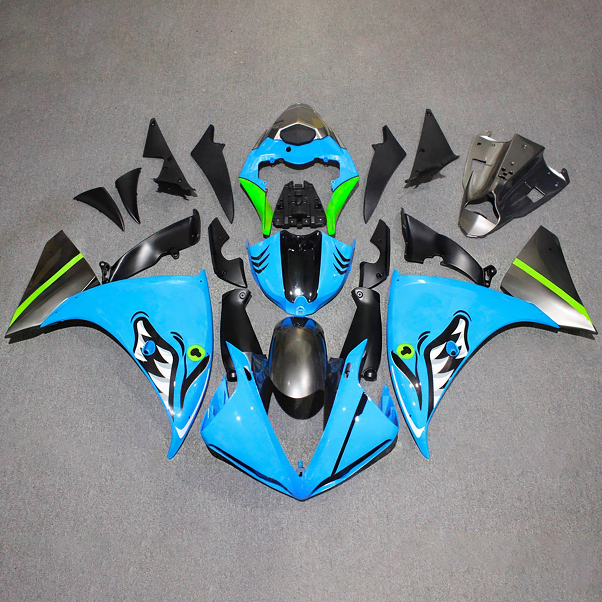 Amotopart 2012-2014 Yamaha YZF-R1 Blue Black Fairing Kit
