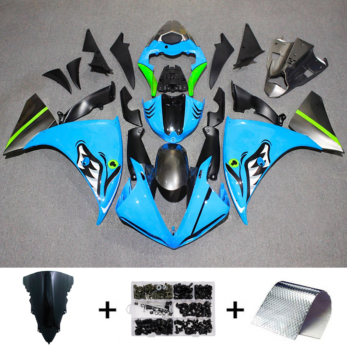Amotopart 2012-2014 Yamaha YZF-R1 Blue Black Fairing Kit