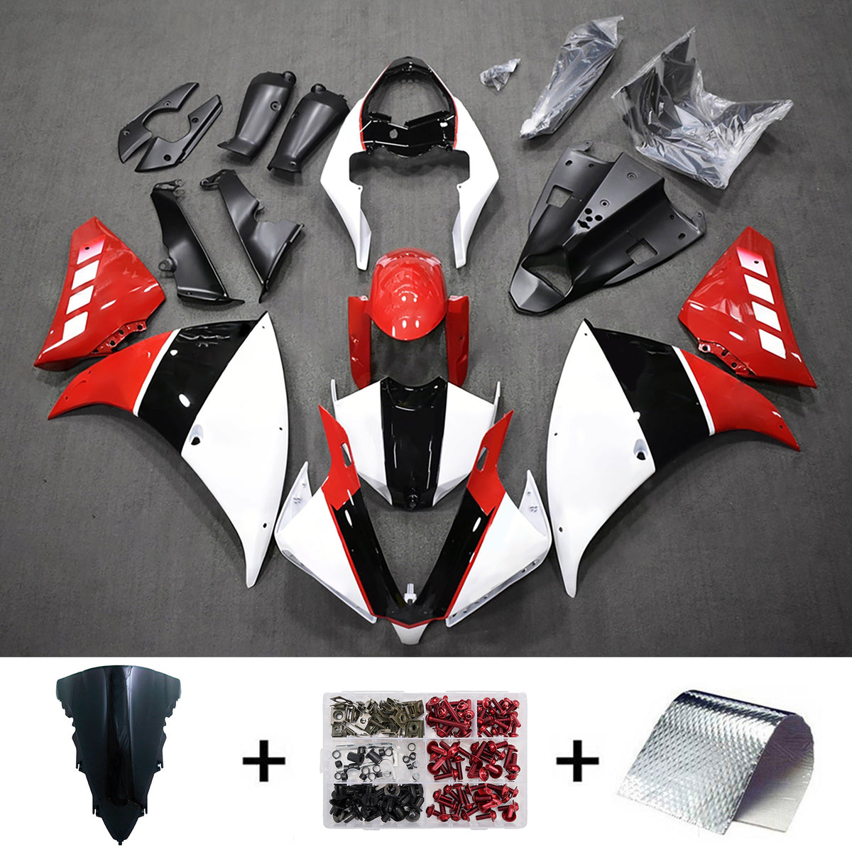 Amotopart 2012-2014 Yamaha YZF-R1 Red White Black Fairing Kit