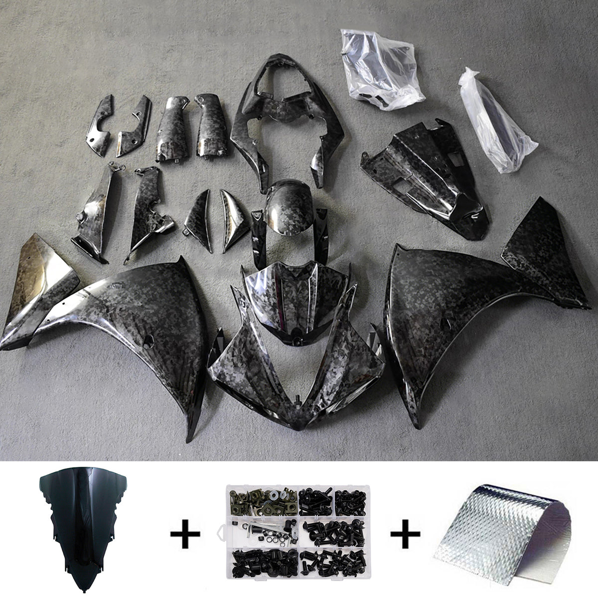 Amotopart 2012-2014 Yamaha YZF-R1 zwart gesmeed koolstofvezel kuipset