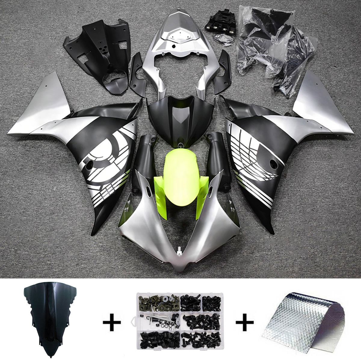 Amotopart 2012-2014 ヤマハ YZF-R1 ホワイト イエロー グレー ブラック フェアリングキット