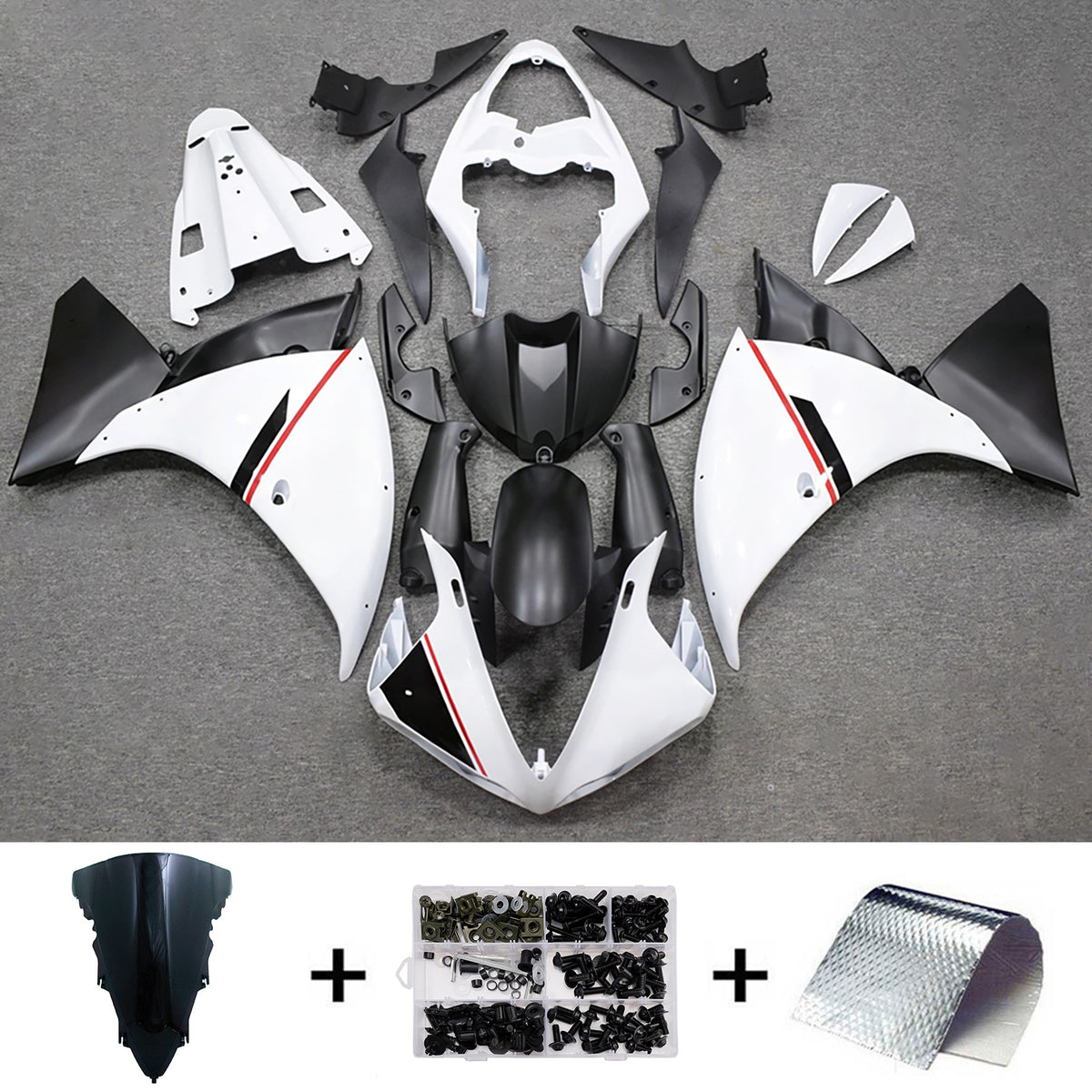 Kit carena Amotopart 2012-2014 Yamaha YZF-R1 bianco nero grigio