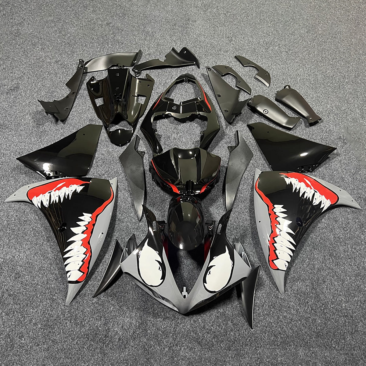 Amotopart 2012–2014 Yamaha YZF-R1 schwarzes Verkleidungsset