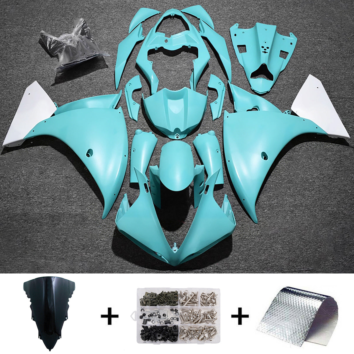 Amotopart 2012-2014 Yamaha YZF-R1 Blue Black Fairing Kit