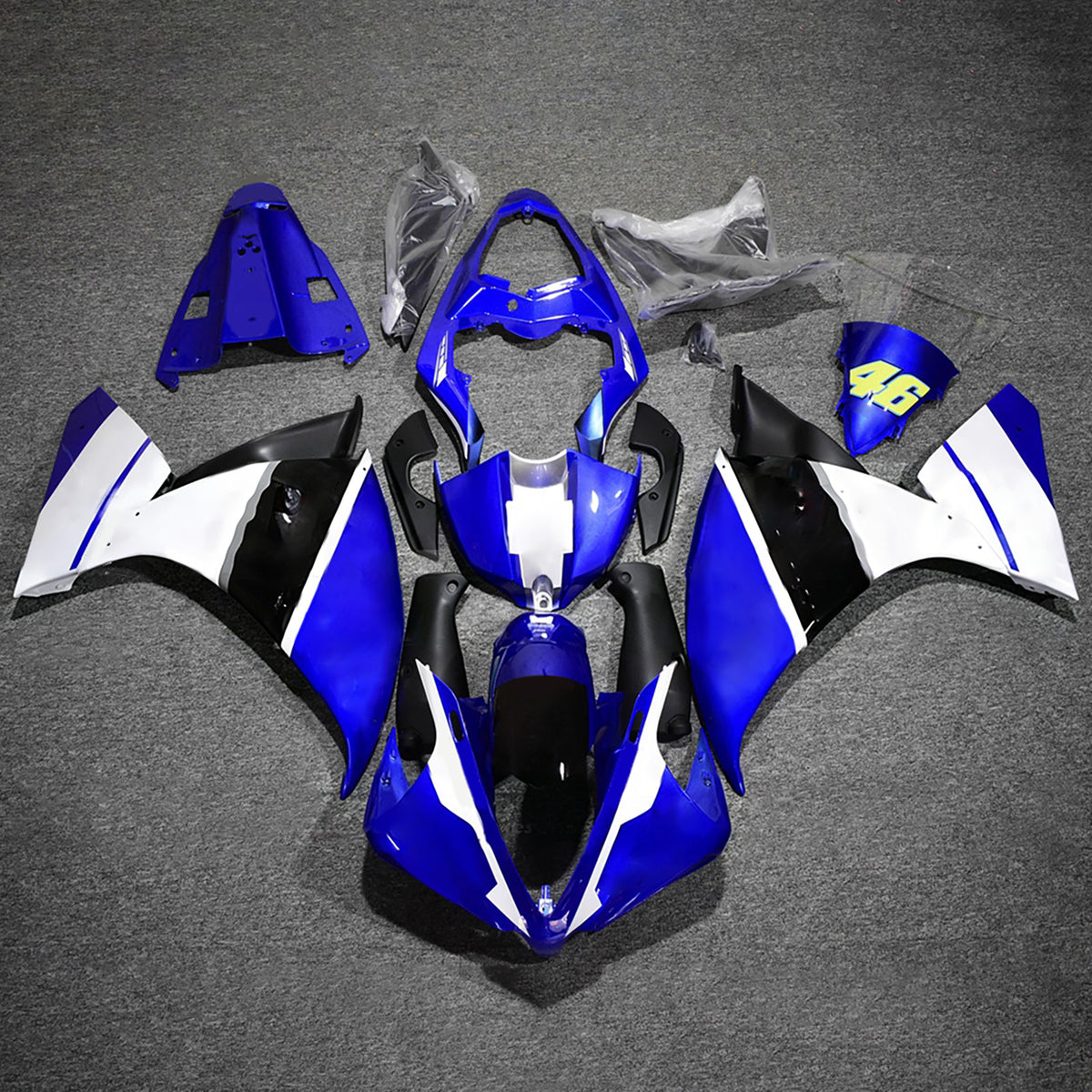 Amotopart 2009-2011 Yamaha YZF-R1 Kit de carénage bleu noir