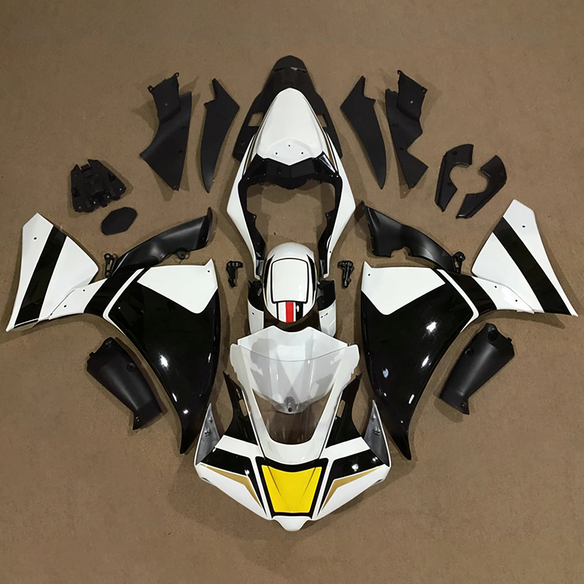 Amotopart 2009-2011 Yamaha YZF-R1 Gold White Black Fairing Kit