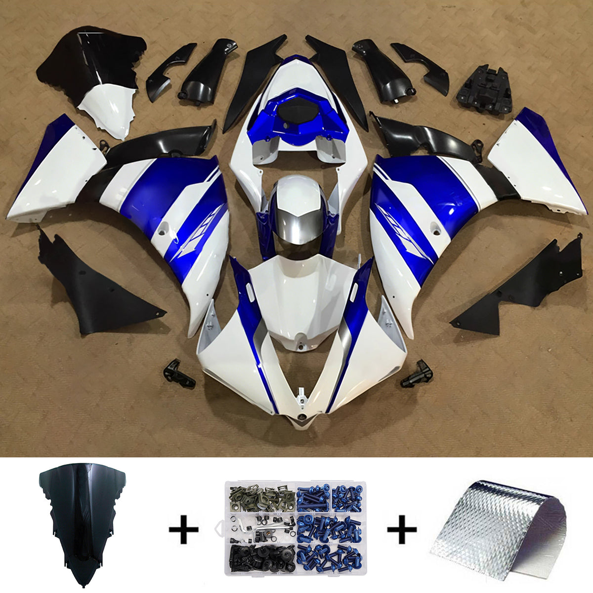 Amotopart 2009-2011 Yamaha YZF-R1 White Gold Black Blue Fairing Kit