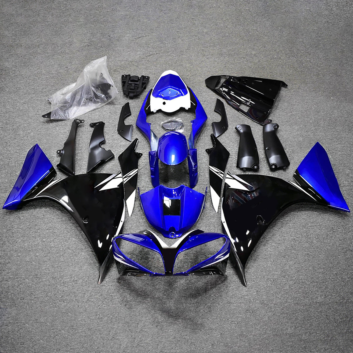 Amotopart 2012-2014 Yamaha YZF-R1 Black Blue Fairing Kit