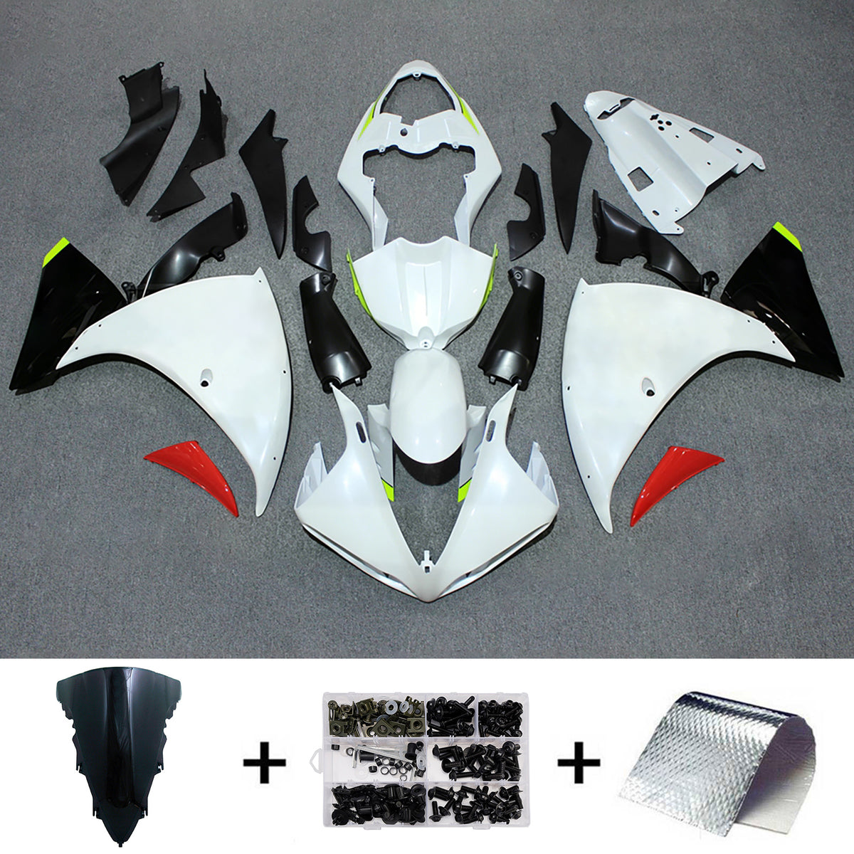 Amotopart 2012-2014 Yamaha YZF-R1 zwart wit grijze kuipset