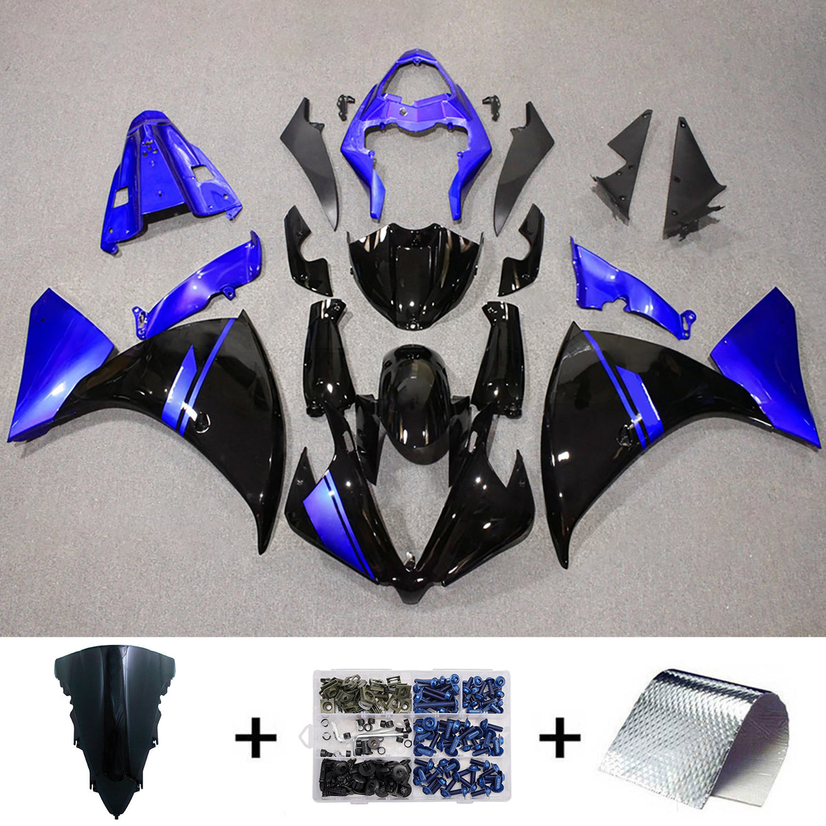 Amotopart 2009-2011 Yamaha YZF-R1 Blue Black Fairing Kit
