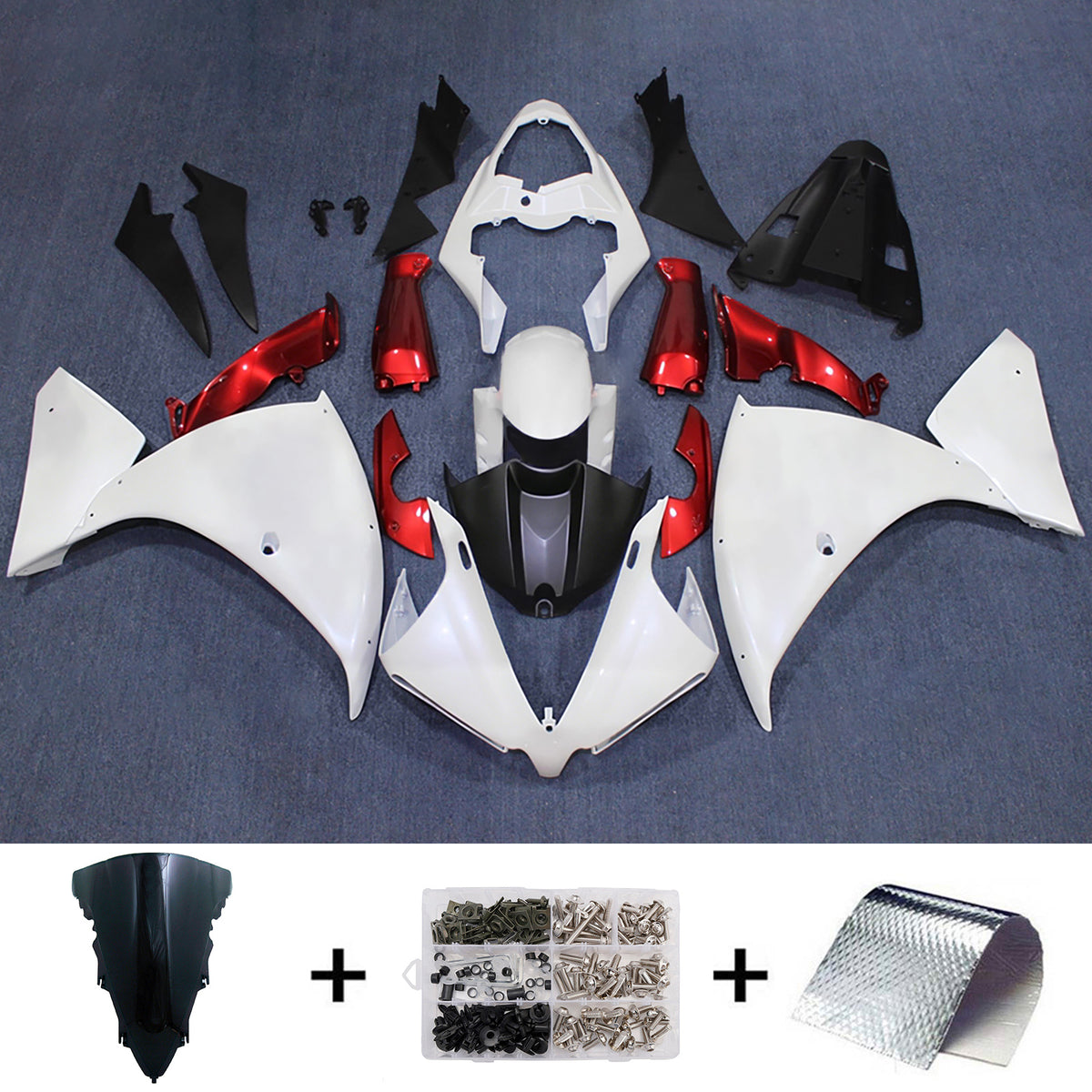 Amotopart 2009–2011 Yamaha YZF-R1 Schwarz Blau Verkleidungsset