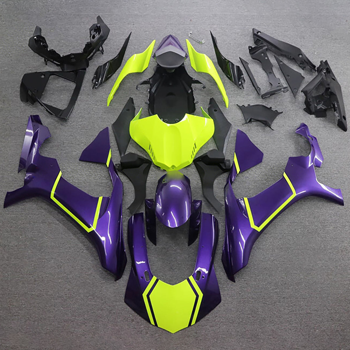Amotopart 2015-2019 Yamaha YZF-R1 Green Purple Black Fairing Kit