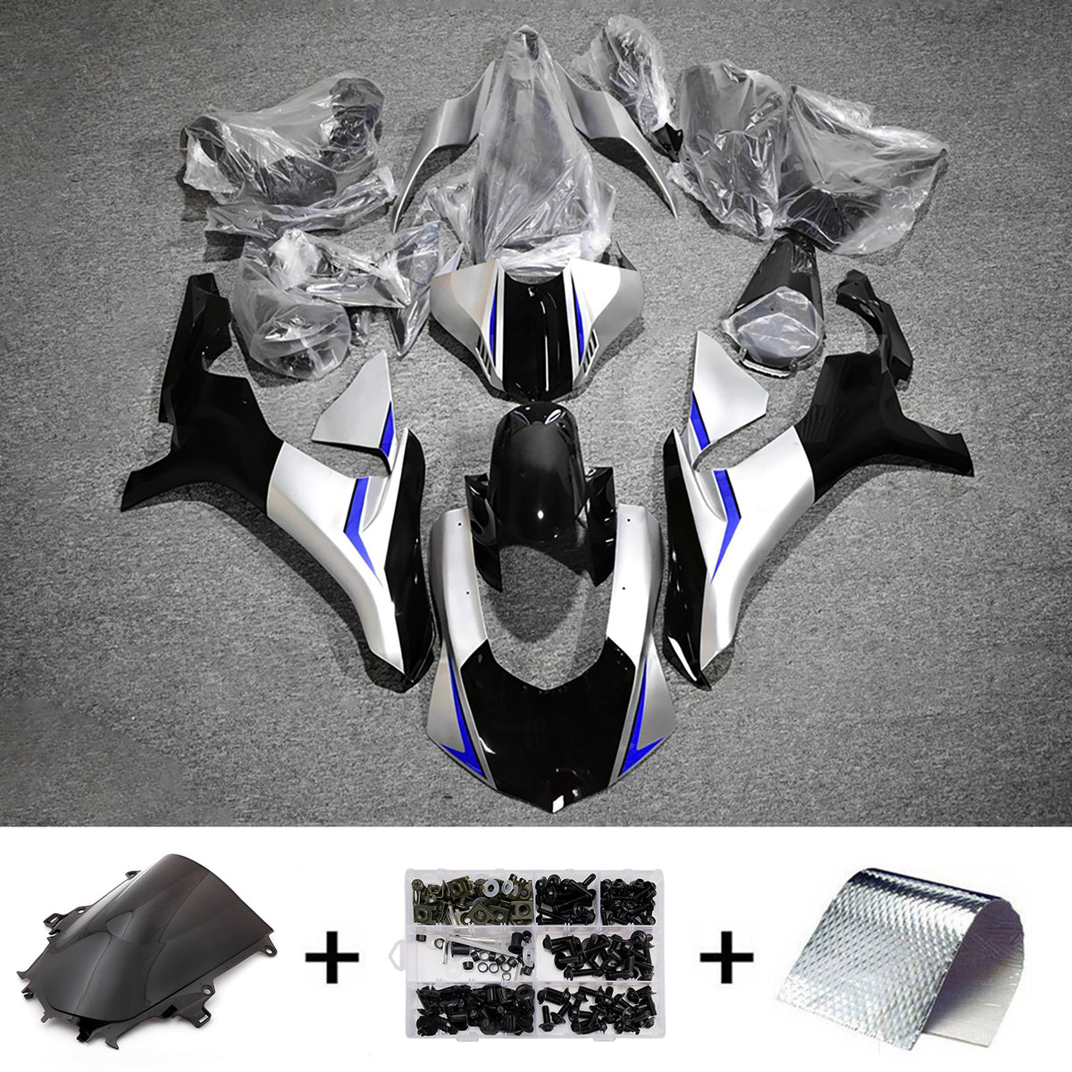 Amotopart 2015-2019 Yamaha YZF-R1 Gray Black Fairing Kit