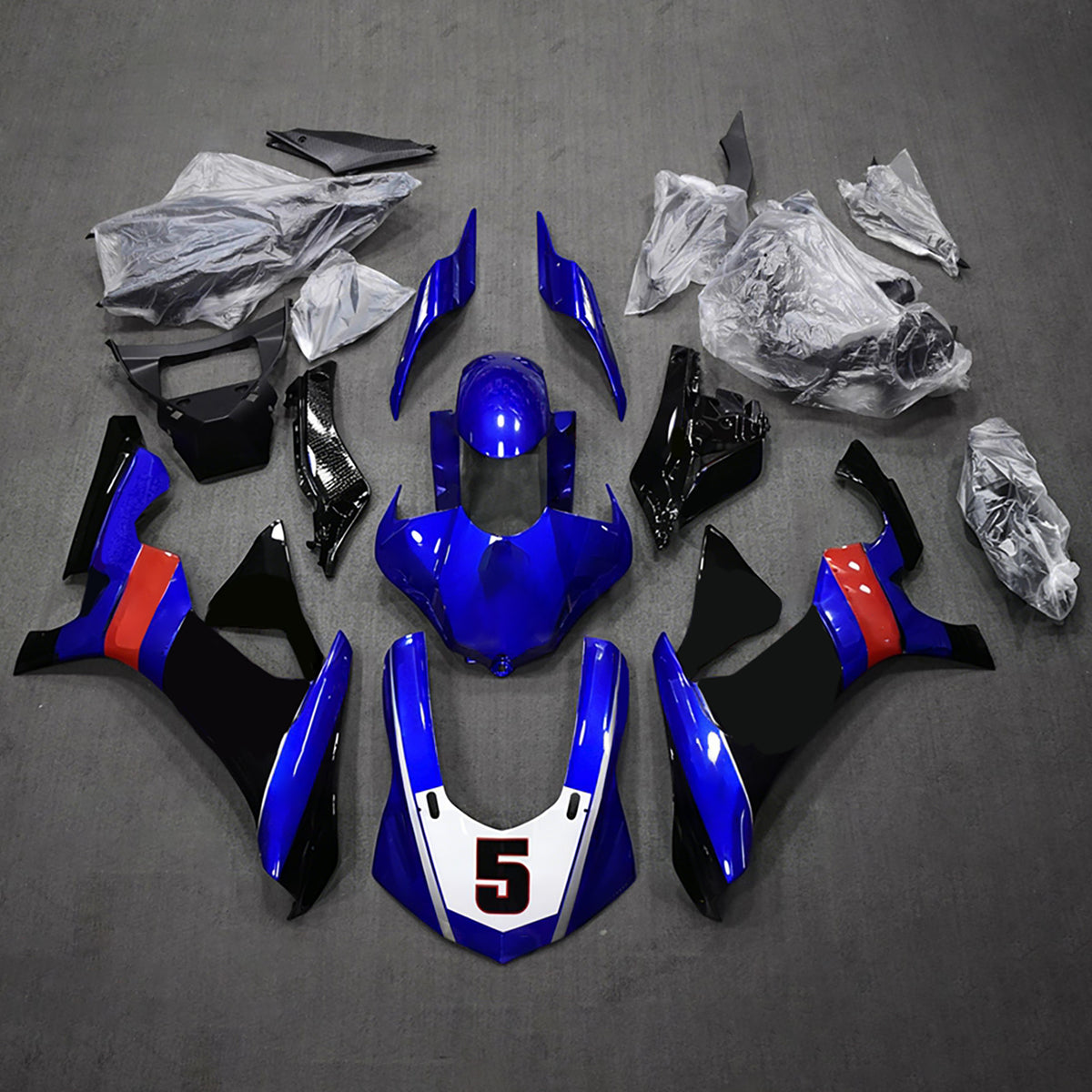 Amotopart 2015-2019 Yamaha YZF-R1 Blue Grey Black Fairing Kit
