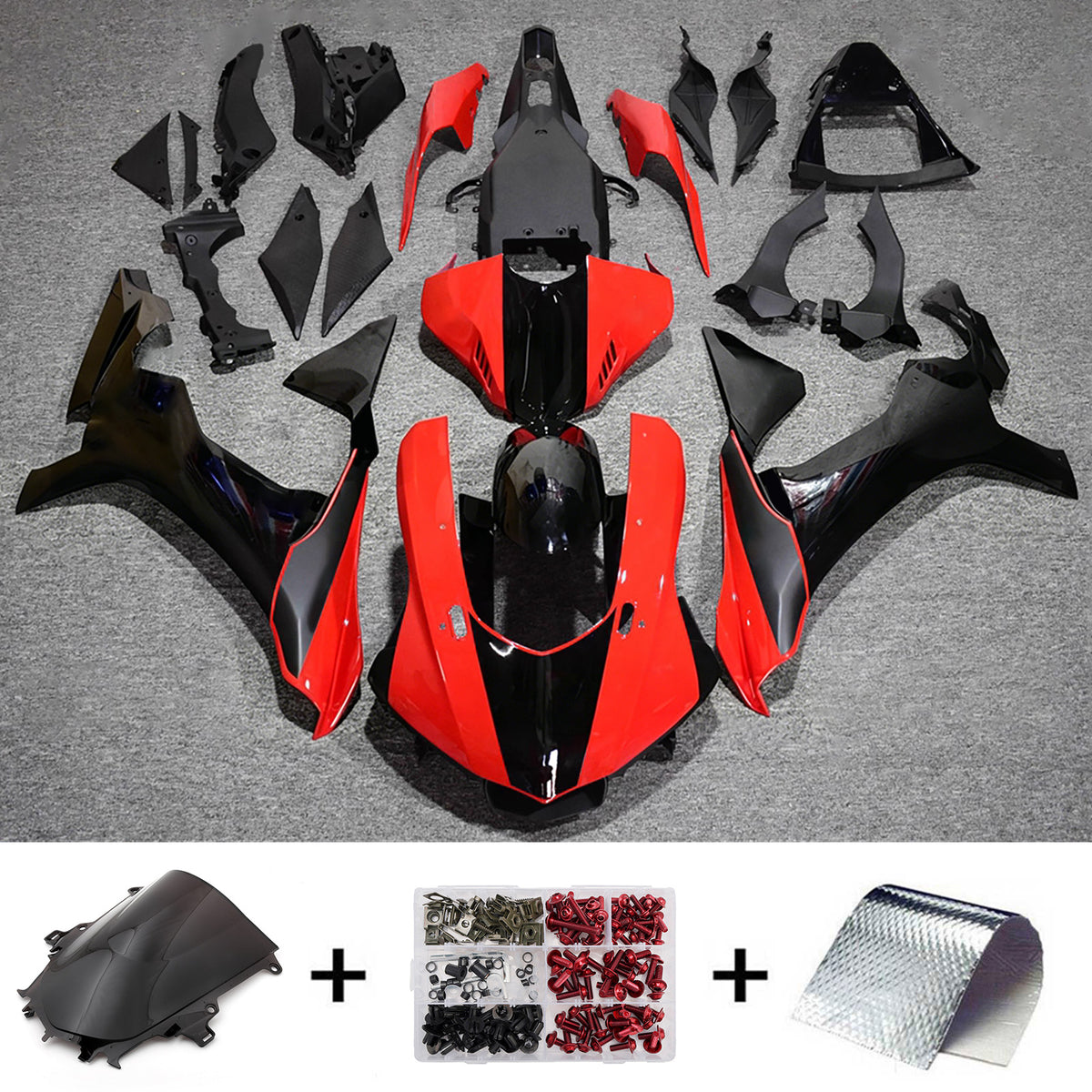 Amotopart 2015-2019 Yamaha YZF-R1 Red Black Fairing Kit