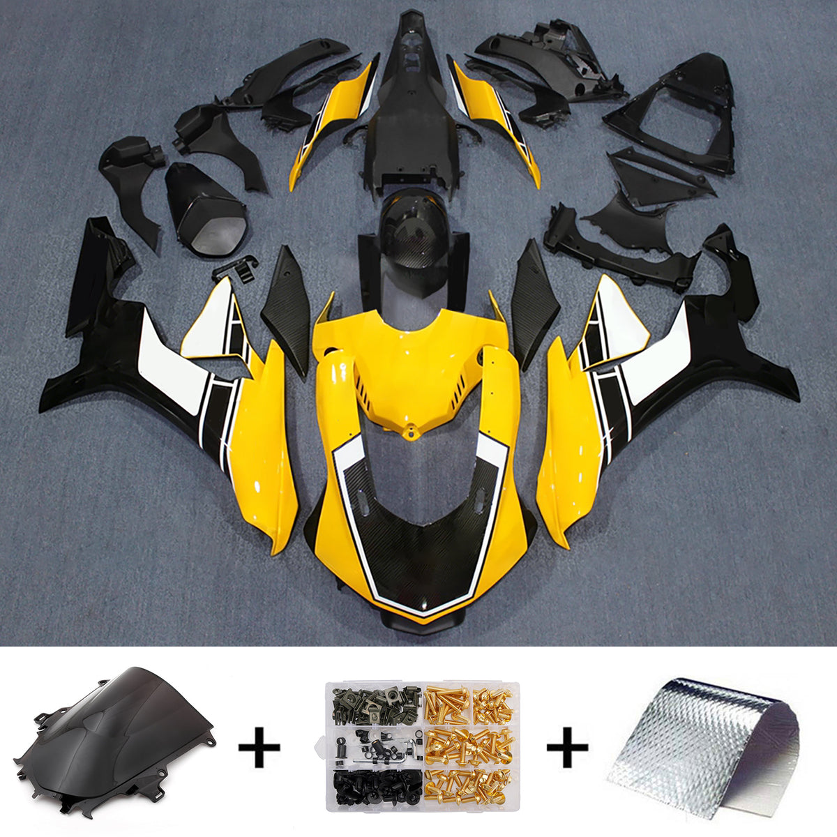 Amotopart 2015-2019 Yamaha YZF-R1 Blue Gray Black Yellow Fairing Kit