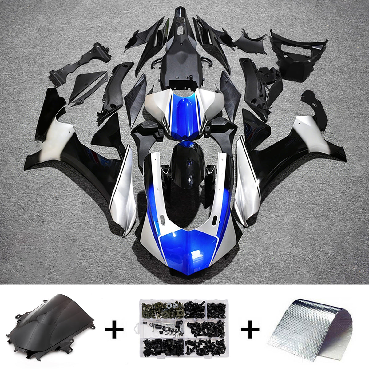 Kit carena Amotopart 2015-2019 Yamaha YZF-R1 bianco blu nero
