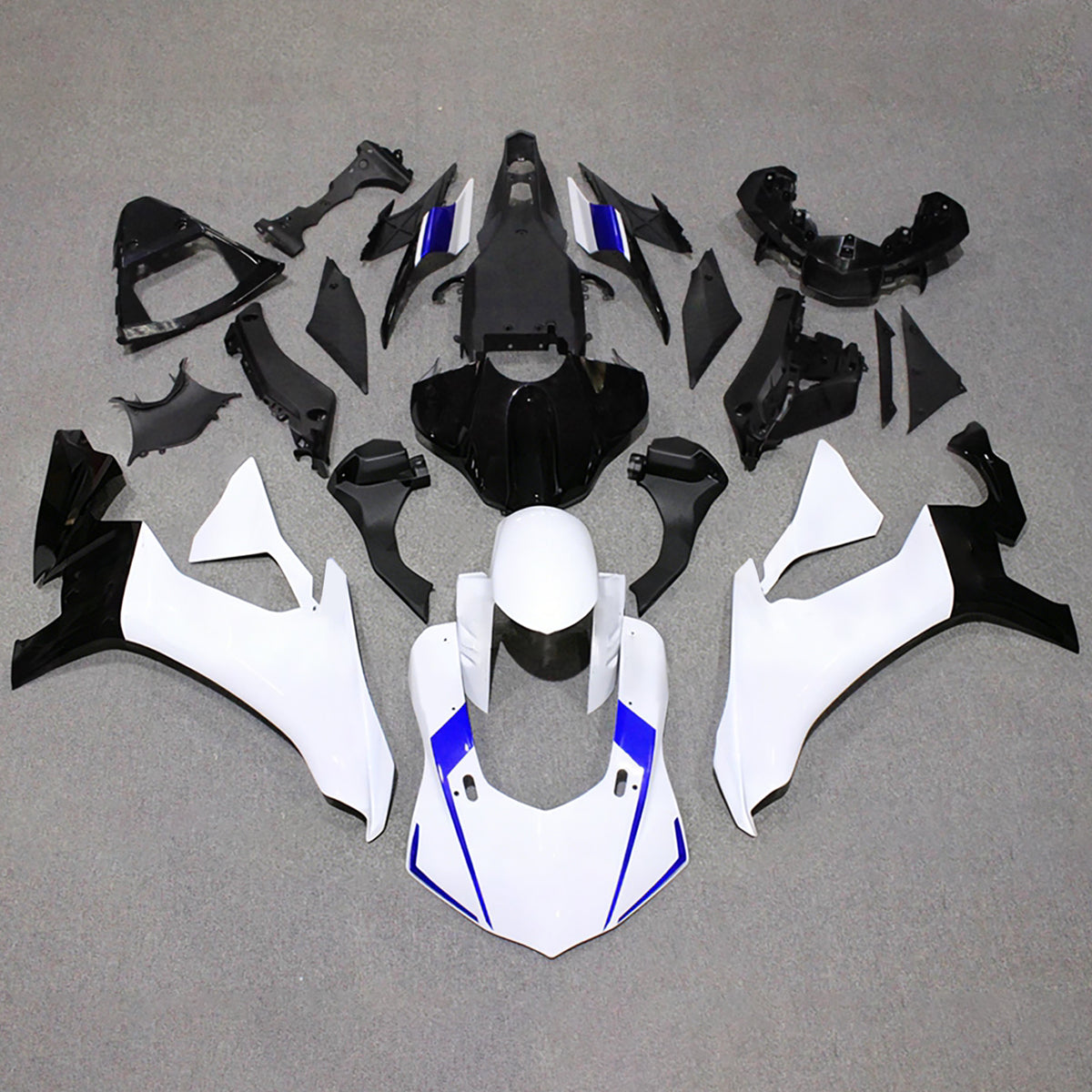 Kit de carenagem Amotopart 2015-2019 Yamaha YZF-R1 branco preto cinza