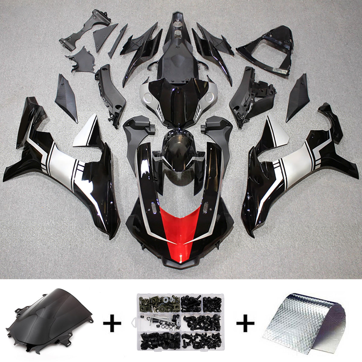 Amotopart 2015-2019 Yamaha YZF-R1 Kit de carenado negro gris