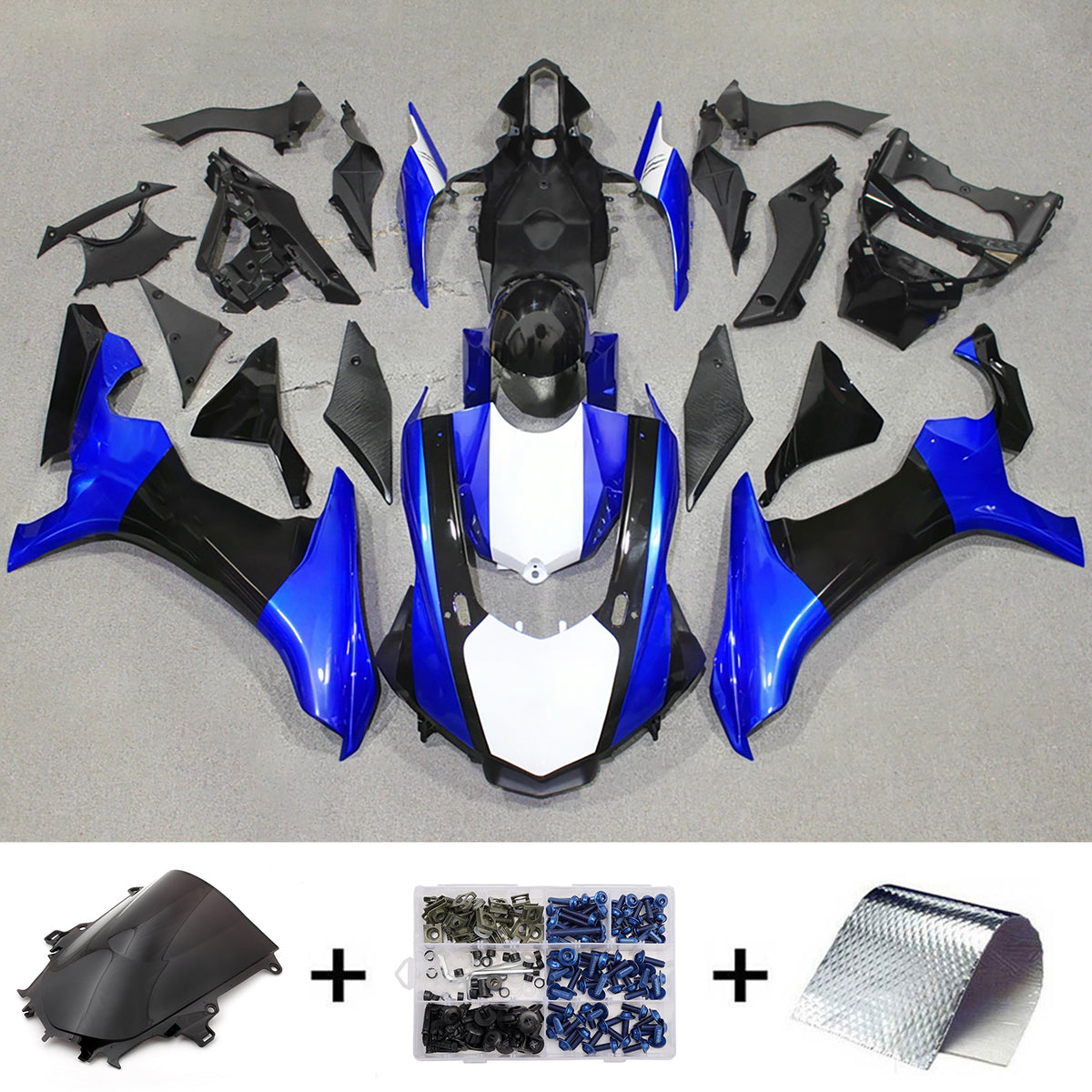 Amotopart 2015-2019 Yamaha YZF-R1 Blue Black White Fairing Kit
