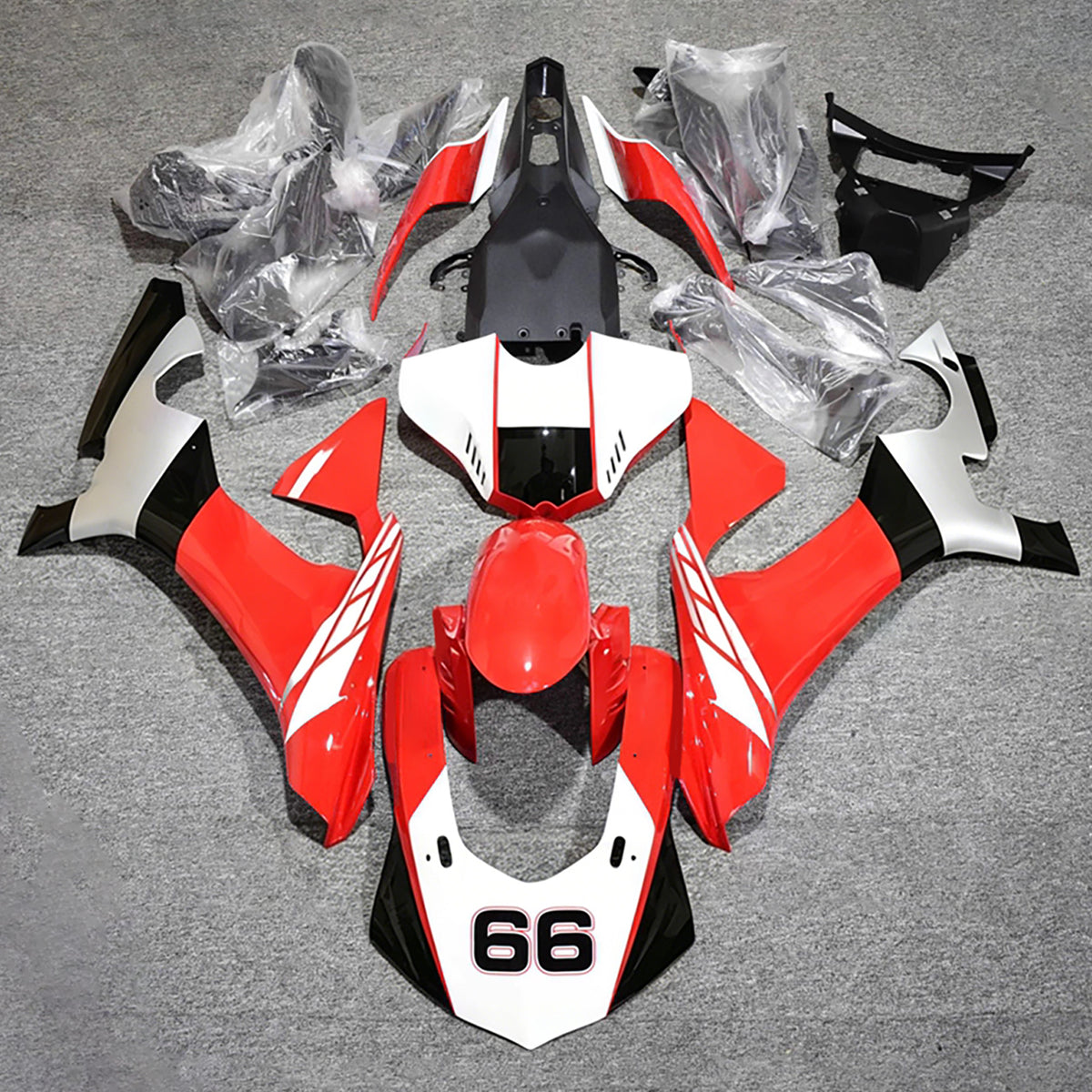 Kit carena Amotopart 2015-2019 Yamaha YZF-R1 Grigio Rosso Nero