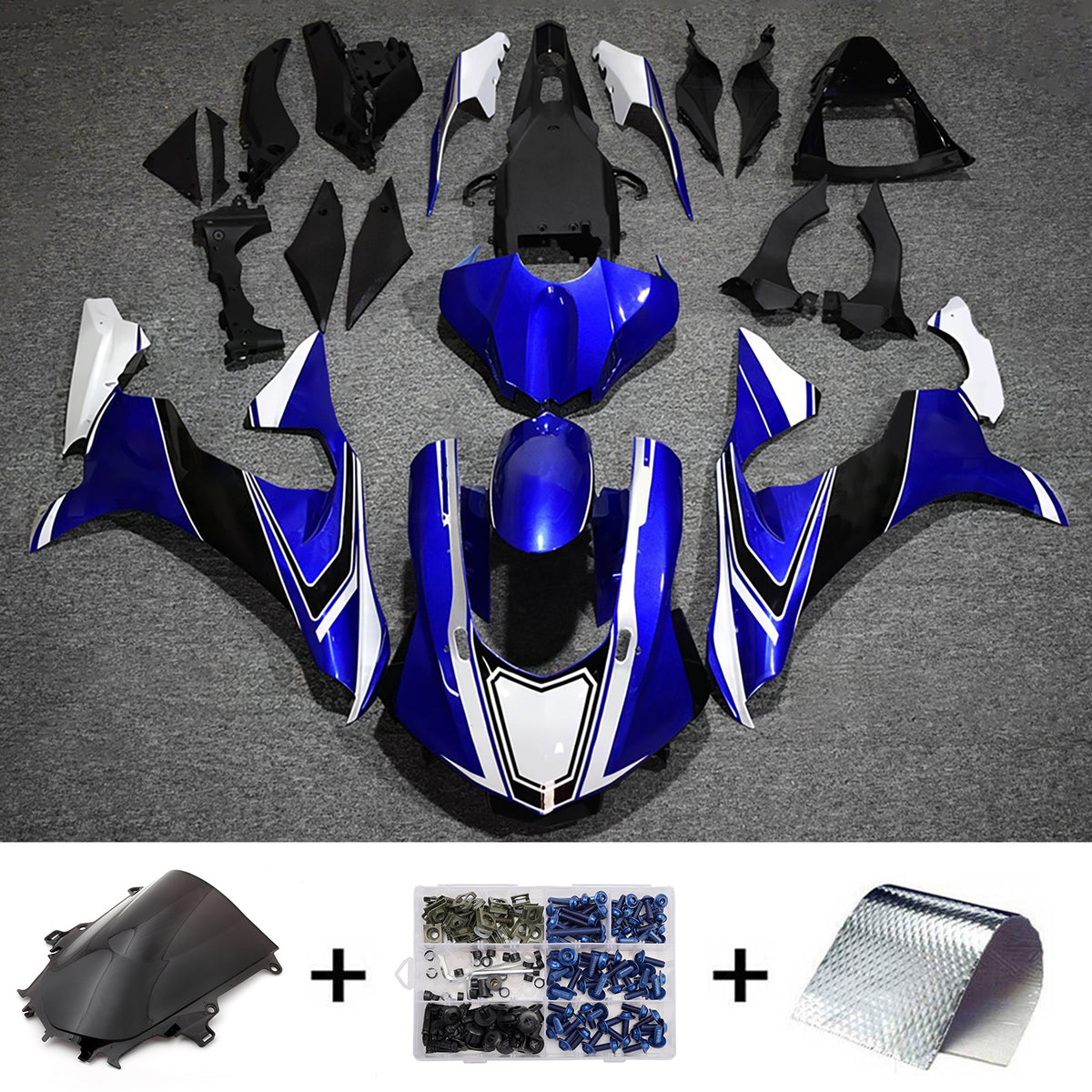 Amotopart 2015-2019 Yamaha YZF-R1 Blue White Black Fairing Kit