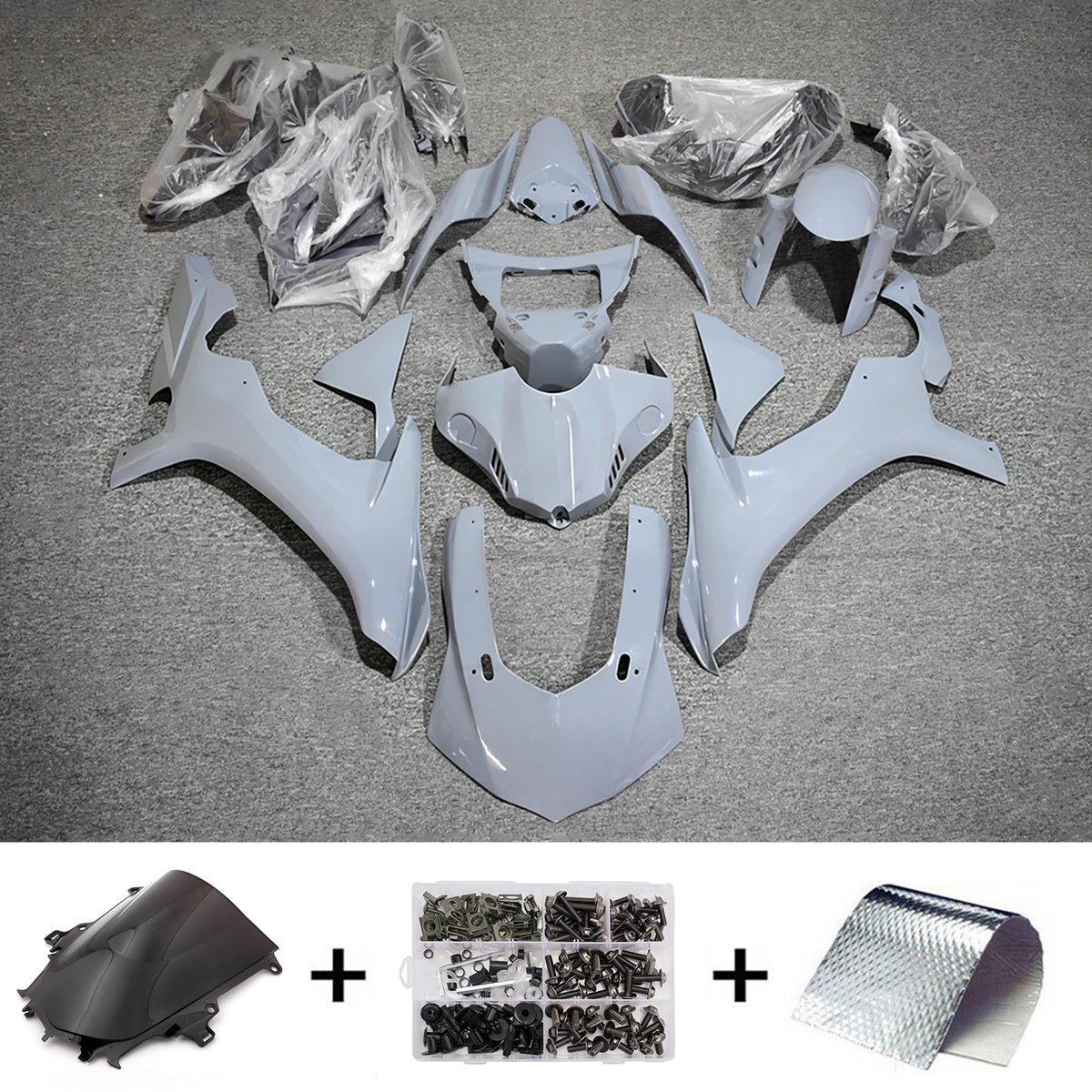 Amotopart 2015-2019 Yamaha YZF-R1 Gray Black Fairing Kit