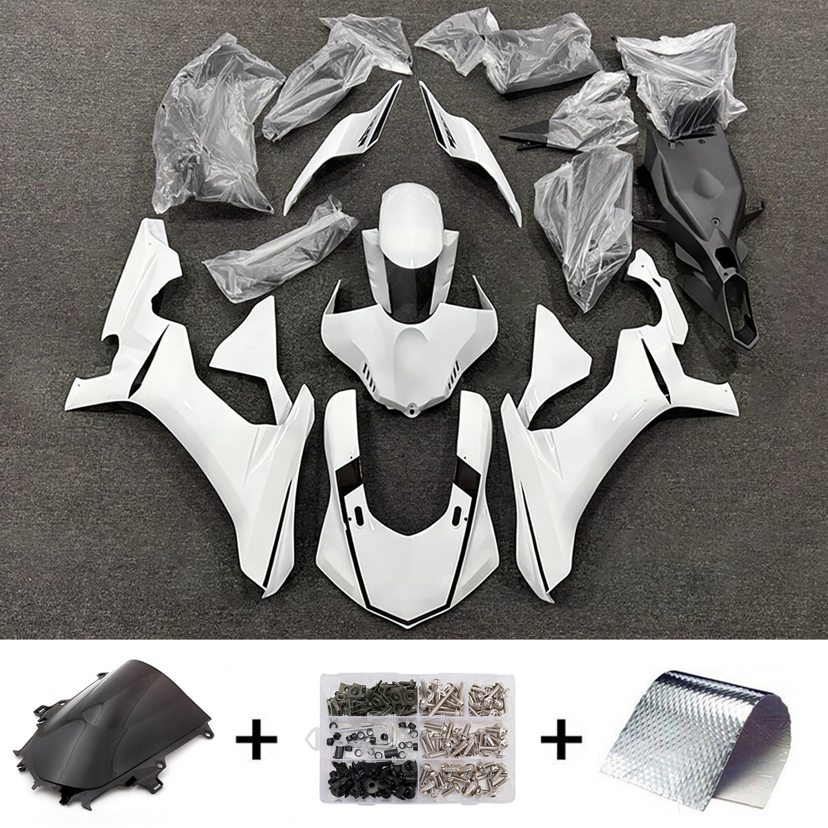 Kit carena Amotopart 2015-2019 Yamaha YZF-R1 bianco nero