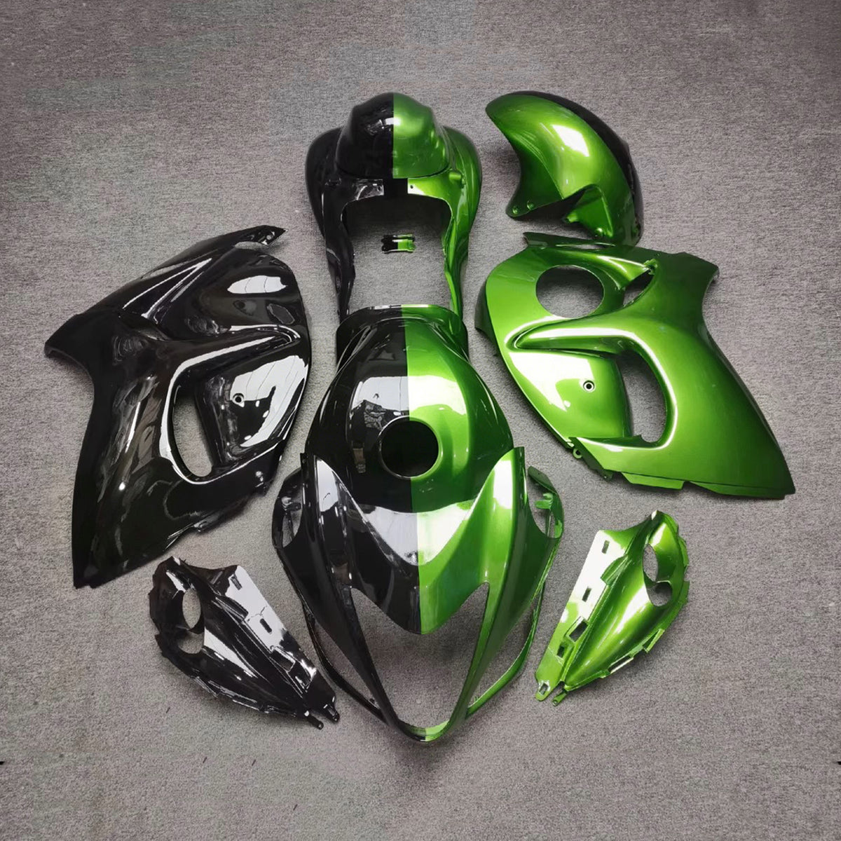 Amotopart 2008–2020 Suzuki Hayabusa GSX1300R Grau Schwarz Grün Verkleidungsset